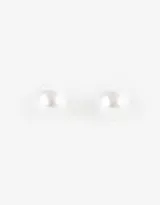 Aros pasantes con perlas blancas de 10 mm, con cierre de tope a presión.