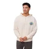 Canguro beige con capucha y bolsillo tipo canguro. Estampado pequeño en el pecho con el logo de la marca.