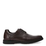 Zapato de vestir negro de cuero, con cordones y suela de goma.
