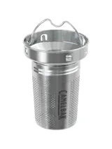 Accesorio infusor de acero inoxidable, adecuado para preparar té y café, con diseño multifuncional.