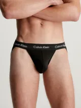 Suspensorios de algodón elástico negro de Calvin Klein, diseñados para comodidad y soporte diario.