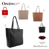 Bolso tipo tote color marrón con textura granulada, doble asa larga y detalle de tachas plateadas en los laterales.