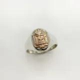 Anillo de plata 925 con aplique en oro 9k, con el escudo de la policía.