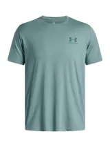 Remera Under Armour Sportstyle de hombre color verde agua, de corte clásico, manga corta y cuello redondo. Logo de la marca estampado en el pecho.