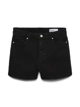 Short de denim negro de tiro alto y calce slim.