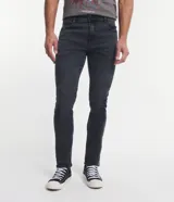 Pantalón skinny de jean gris oscuro con bolsillos delanteros y traseros.