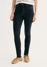 Pantalón de jean super skinny de tiro alto color azul oscuro.