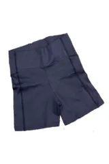 Calza biker azul de tiro alto para entrenamiento.