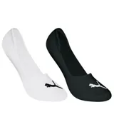 Kit de dos pares de medias invisibles Puma, uno blanco y otro gris, ambos con logo de la marca.