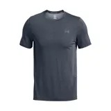 Remera deportiva Under Armour Vanish Seamless de hombre, color negro con logo plateado en el pecho. Confeccionada en tejido transpirable de secado rápido y sin costuras para evitar el roce.
