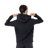 Campera deportiva negra con capucha, cierre frontal completo, bolsillos laterales y logo de Topper estampado en el pecho.