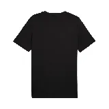 Remera negra de algodón con cuello redondo y logo de Puma estampado en el pecho. Corte clásico y mangas cortas.