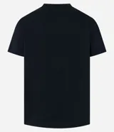 Remera negra de algodón con estampa de tres perros astronautas y lettering "Astrodogs".