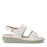 Sandalias de mujer Lady Confort Vence color beige, con dos tiras con perforaciones y plataforma baja.