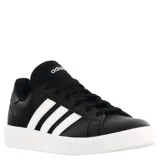 Championes Adidas Grand Court Base 2.0, color negro con las tres tiras blancas, de estilo urbano.