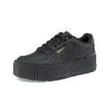 Championes Puma Karmen Idol II, color negro con detalles dorados, plataforma y suela texturizada.
