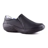 Zapato negro sin cordones, con suela gruesa y plantilla acolchada con estampado floral.