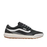 Championes Vans Ultrarange 2.0 color negro con detalles en blanco y gris. Zapatillas de caña baja con cordones grises, suela blanca y detalles en goma color caramelo.
