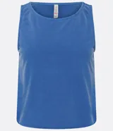 Musculosa azul de algodón con cuello redondo y sisas anchas.