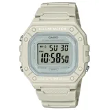 Reloj digital Casio, modelo W218HC-8AVDF, unisex, con caja cuadrada de resina color beige y correa del mismo material.