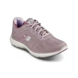 Championes deportivos Skechers Flex Appeal 4.0 Fresh Move, color lila, con capellada de malla Skech-Knit, cordones y plantilla Air Cooled Memory Foam.