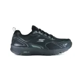 Championes de running Skechers GOrun Consistent, color negro con detalles en gris. Capellada de malla transpirable y material sintético, media suela Ultra Go para amortiguación y plantilla Goga Mat Air Cooled para absorción de impactos.