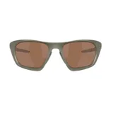 Lentes de sol Oakley con montura color verde oliva y lentes marrones.