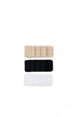 Pack de tres extensores de 35mm de ancho en tonos nude, negro y blanco, ideales para ajustar prendas.