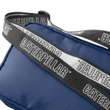 Bolso bandolera Caterpillar unisex color gris oscuro con logo de la marca en blanco. Cuenta con un compartimento principal con bolsillo interior, bolsillo frontal con llavero, correa ajustable para el hombro y logo reflectante.