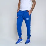 Pantalón de jogging azul marino con puños ajustados, cintura elástica con cordón y bolsillos laterales. Presenta el escudo del Club Nacional de Football y el logo de Umbro.