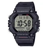 Reloj digital Casio negro con pantalla LCD, correa de resina y resistencia al agua 100m.