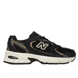 Championes New Balance U530CRB de mujer, color negro con detalles en beige y estampado animal print.