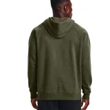 Canguro Under Armour de hombre, color azul marino, de corte suelto, con capucha ajustable, bolsillo tipo canguro, puños y dobladillo acanalados, mangas raglán y logo tejido en el pecho.