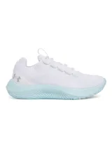 Championes Under Armour UA W Dynamic 2, color blanco con suela celeste.