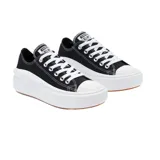 Championes urbanos Converse Chuck Taylor All Star Move de caña baja, color negro con detalles en blanco y suela de plataforma.
