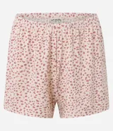Conjunto de pijama de microfibra con estampado de leopardo, compuesto por una blusa de breteles finos ajustables con detalle de encaje y un short con cintura elástica.