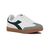 Championes Diadora Bamtelo Pu Lifestyle para mujer, color blanco hueso con detalles en verde y suela marrón.