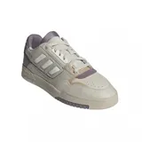 Championes urbanos Adidas Drop Step Low 2.0, color gris claro con detalles en blanco, beige y lila.