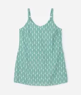 Vestido corto de breteles finos con estampado de piñas.