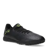 Championes de fútbol 5 Puma Future 8 Play TT, color negro con detalles en verde flúor.