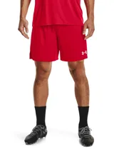 Short deportivo Under Armour Golazo 3.0 color rojo con logo blanco en la pierna derecha.