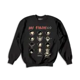 Buzo negro de algodón con cuello redondo y puños y cintura acanalados. Estampado frontal con imágenes de la banda de rock argentina Los Piojos.