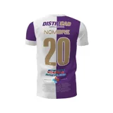 Camiseta de fútbol blanca y violeta del Club Atlético Fénix.