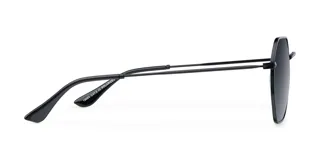 Lentes de sol modelo Endo con armazón geométrico de acero inoxidable color negro, cristales polarizados negros con protección UV400 y patillas delgadas.