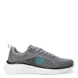 Championes grises de running, con cordones y suela blanca.