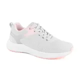 Championes deportivos Hi-Tec Lula, color gris con detalles en rosa y suela blanca.