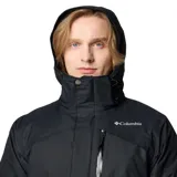 Campera de esquí Columbia Last Tracks Jacket para hombre, color marrón claro con detalles en negro. Impermeable, transpirable y termorreflectante, con capucha ajustable y extraíble, faldón para nieve, bolsillos con cremallera y dobladillo ajustable.