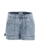 Short negro de denim Caterpillar Foundation, con cierre de botón y diseño de 5 bolsillos. Incluye parche con el logo de Oxford Cat en la cintura, etiqueta triangular en el bolsillo trasero y remache con el logo en el bolsillo de mano.