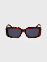 Lentes de sol Longchamp con montura rectangular de carey y lentes grises.