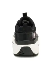 Zapatillas Caterpillar Hasten Mesh para mujer, color negro con detalles en blanco y violeta. Capellada de malla de nailon y microfibra, forro 100 % reciclado postindustrial, plantilla de espuma EVA suave, entresuela de EVA ligera y suela exterior de goma duradera.